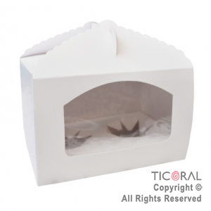 CAJA CON VISOR 21 X 14 X 12 CM Y BASE PORTA 2 MUFFIN 10 UNIDADES X 1